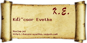 Kácsor Evetke névjegykártya